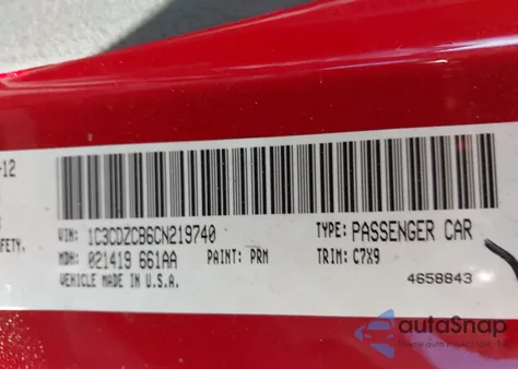 2012 Dodge Avenger Sxt из США, поврежденный, VIN 1C3CDZCB6CN219740